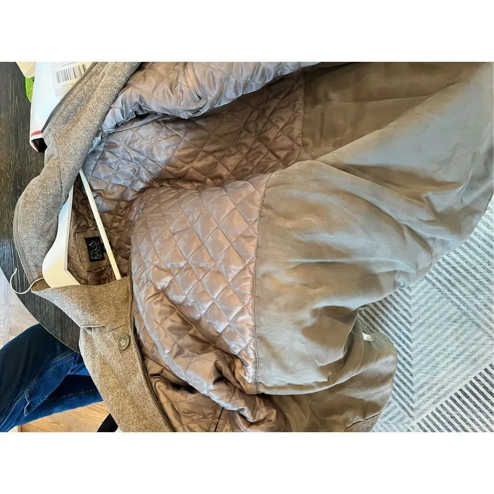 Jos. A. Bank Tan Marled Wool Blend Button Zipper Cost sz LL or 44-48” EUC